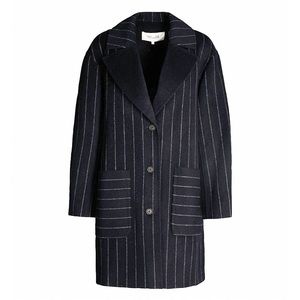 Diane Von Furstenberg Navy Striped Coat